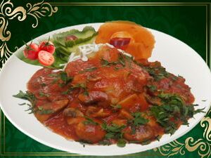 Medalion de porc gratinat cu ciuperci 350 gr.